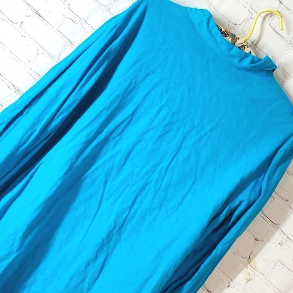 Woman Within Pool Blue Long Sleeve Plus Size Linen Blend Button Shirt Size Large - Picture 12 of 13